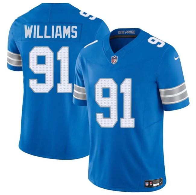 Men's Blue Detroit Lions #91 Tyleik Williams 2025 F.U.S.E. Vapor Limited Stitched Jersey